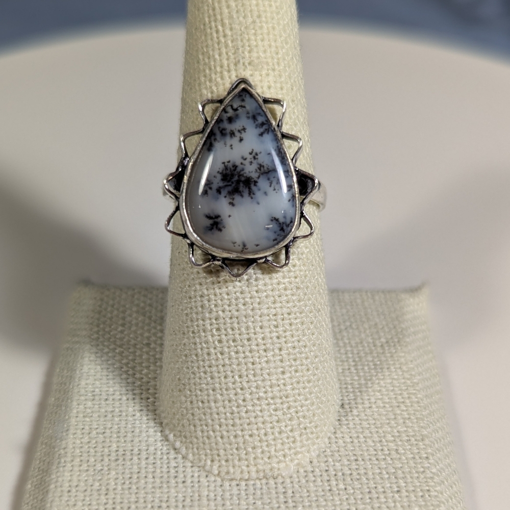 Natural Dendritic Opal Ring - Size 8.5